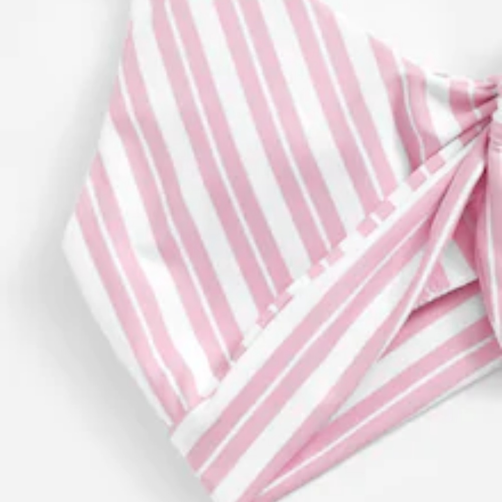 Striped pink knot front bikini set - Picture 3 of 3